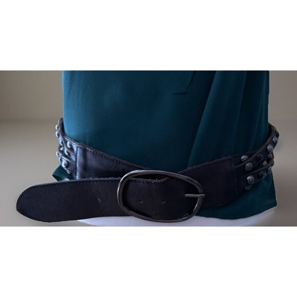Linea Pelle Belt LP0801  80% Genuine Leather 20% Iron Size Medium Black Glam Roc main image 9
